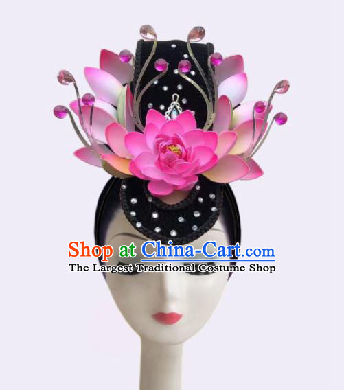Handmade Chinese Stage Performance Hairpieces Classical Dance Wigs Chignon Female Lotus Dance Hair Accessories