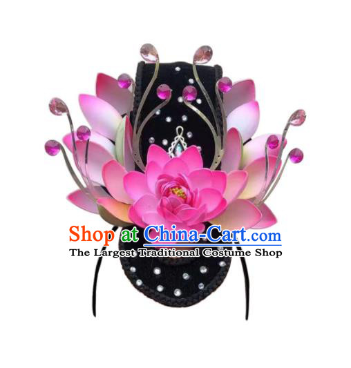 Handmade Chinese Stage Performance Hairpieces Classical Dance Wigs Chignon Female Lotus Dance Hair Accessories
