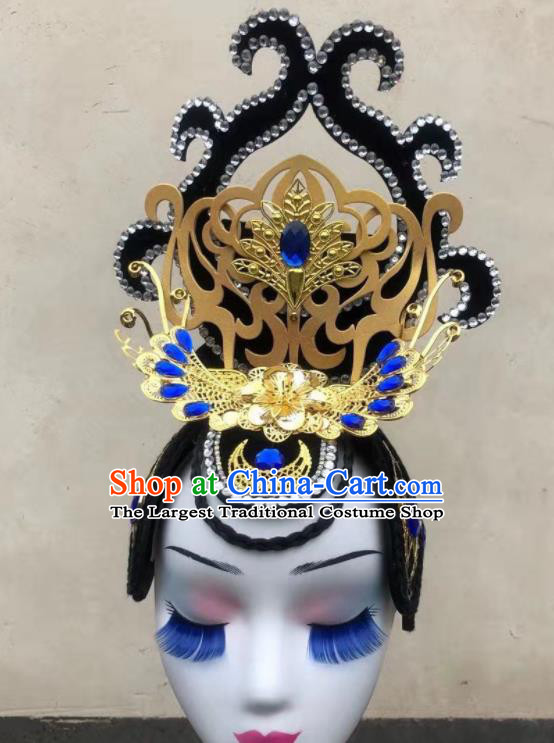 Handmade Chinese Court Dance Hair Accessories Stage Performance Hairpieces Classical Dance Wigs Chignon