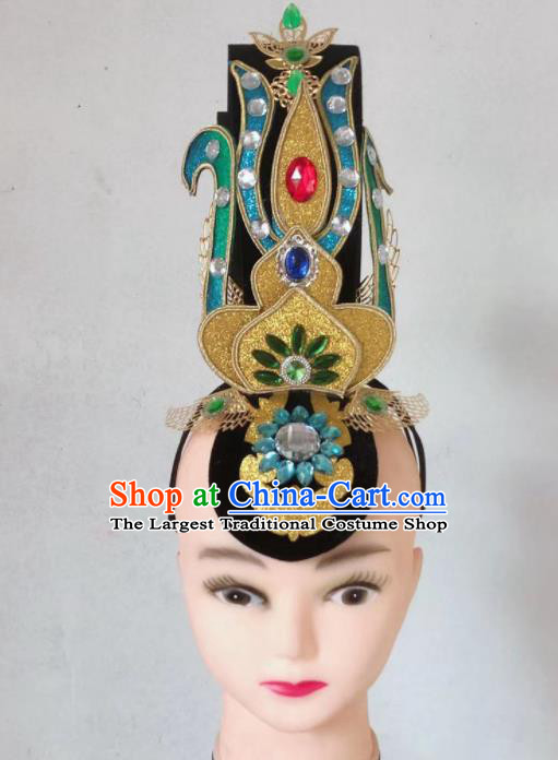 Handmade Chinese Flying Fairy Dance Hairpieces Classical Dance Wigs Chignon Woman Lute Dance Hair Accessories