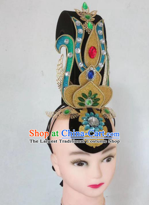Handmade Chinese Flying Fairy Dance Hairpieces Classical Dance Wigs Chignon Woman Lute Dance Hair Accessories