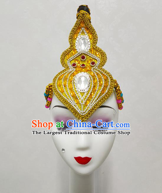 China Classical Dance Golden Hair Crown Flying Apsaras Dance Hair Accessories Dance Performance Headdress