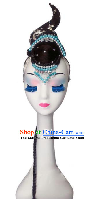 Chinese Woman Classical Dance Wigs Chignon Stage Performance Hair Accessories Solo Dance Hairpieces