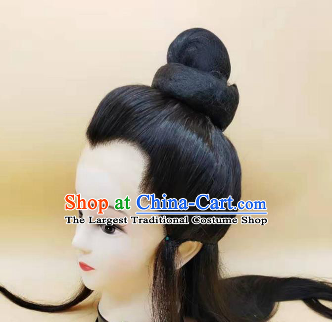 Chinese Ancient Childe Headdress Peking Opera Xiaosheng Hairpieces Beijing Opera Scholar Front Lace Wigs