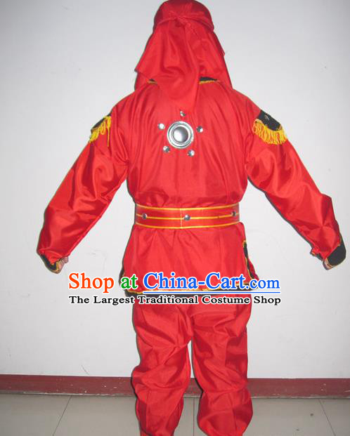 Chinese Drum Dance Red Uniforms Folk Dance Clothing Lion Dance Outfits Ancient Warrior Garment Costumes