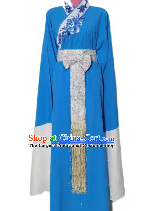 Chinese Ancient Scholar Garment Costumes Peking Opera Xiaosheng Blue Robe Beijing Opera Niche Clothing