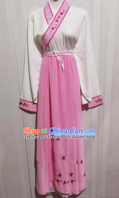 China Beijing Opera Xiaodan Garment Costumes Ancient Servant Girl Clothing Peking Opera Maid Lady Pink Dress Uniforms