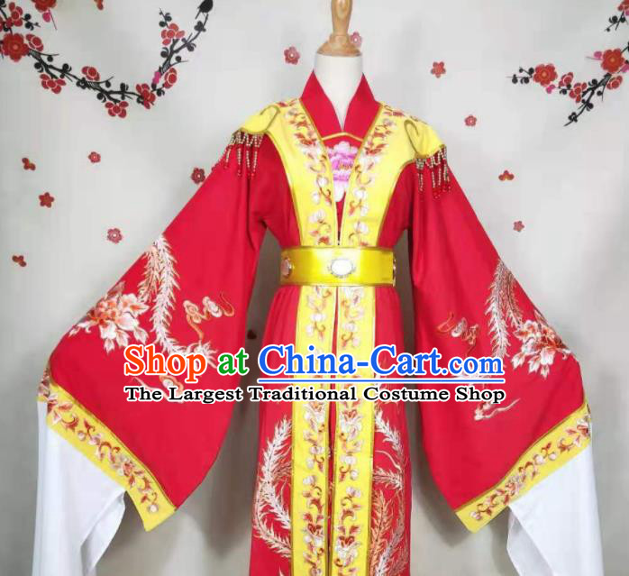 China Peking Opera Empress Red Dress Uniforms Beijing Opera Hua Tan Garment Costumes Ancient Queen Clothing