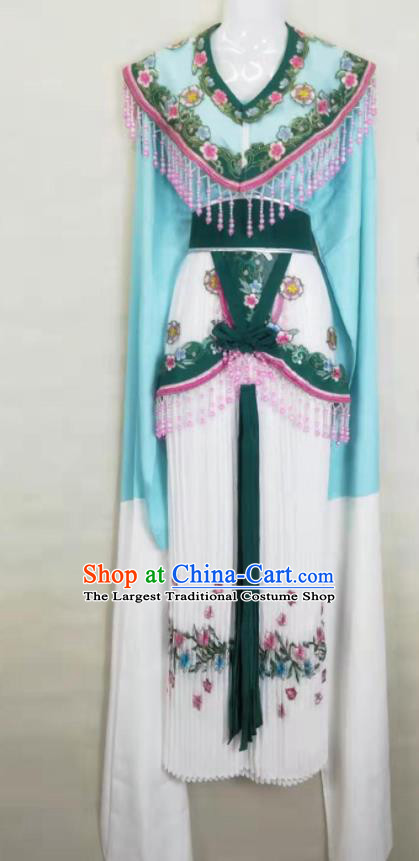 China Peking Opera Actress Costumes Beijing Opera Hua Tan Green Dress Shaoxing Opera Noble Lady Uniforms Ancient Princess Clothing