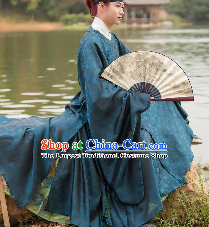 China Ancient Taoist Priest Garments Ming Dynasty Swordsman Historical Clothing Traditional Childe Hanfu Robe Costumes for Men