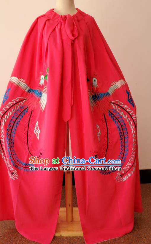 China Peking Opera Embroidered Phoenix Rosy Mantle Beijing Opera Diva Cape Shaoxing Opera Empress Costume Ancient Princess Clothing