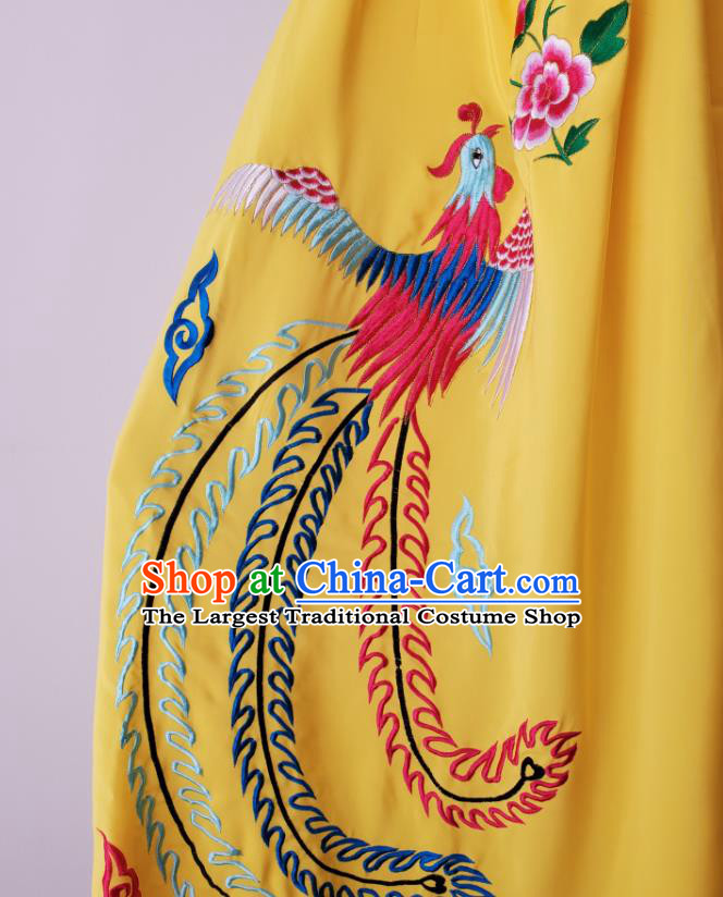 China Shaoxing Opera Empress Costume Ancient Princess Clothing Peking Opera Embroidered Phoenix Yellow Mantle Beijing Opera Diva Cape