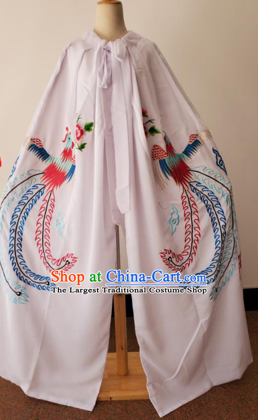 China Beijing Opera Empress Cape Shaoxing Opera Diva Costume Ancient Princess Clothing Peking Opera Embroidered Phoenix White Mantle