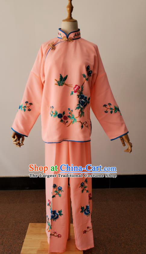 China Peking Opera Xiaodan Dress Beijing Opera Country Woman Costumes Huangmei Opera Maidservant Light Pink Uniforms Ancient Village Girl Clothing