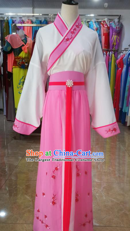 China Peking Opera Servant Girl Pink Dress Beijing Opera Costume Shaoxing Opera Actress Uniforms Ancient Court Maid Clothing