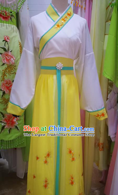 China Ancient Court Maid Clothing Peking Opera Servant Girl Yellow Dress Beijing Opera Palace Lady Costume Shaoxing Opera Actress Uniforms
