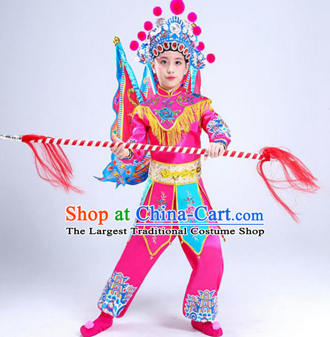 China Opera Dance Pink Outfits Children Classical Dance Costumes Girl Stage Performance Dancewear Peking Opera Blues Clothing