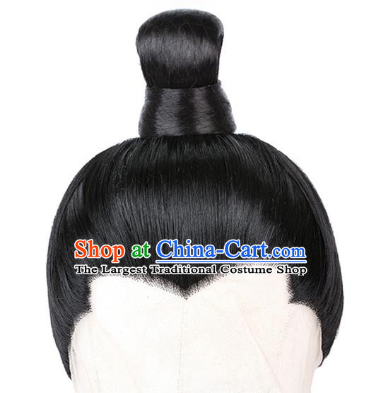 Chinese Handmade Ancient Young Childe Hairpieces Tang Dynasty Swordsman Front Lace Wigs Traditional Cosplay Prince Headdress