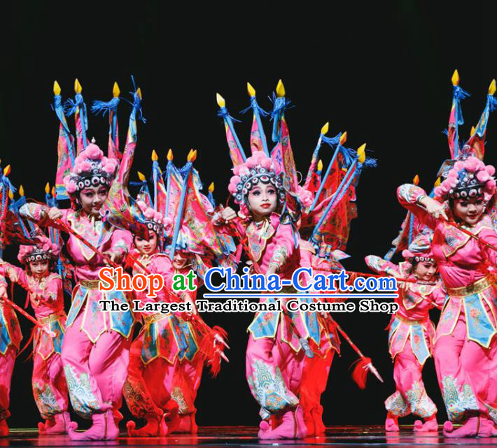 China Peking Opera Blues Clothing Opera Dance Pink Outfits Children Classical Dance Costumes Girl Stage Performance Dancewear