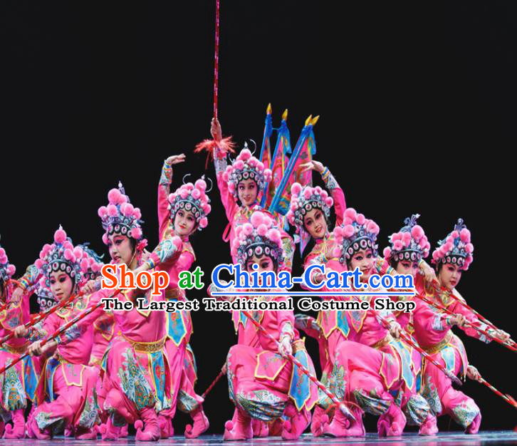 China Peking Opera Blues Clothing Opera Dance Pink Outfits Children Classical Dance Costumes Girl Stage Performance Dancewear