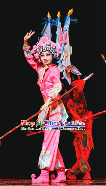 China Peking Opera Blues Clothing Opera Dance Pink Outfits Children Classical Dance Costumes Girl Stage Performance Dancewear