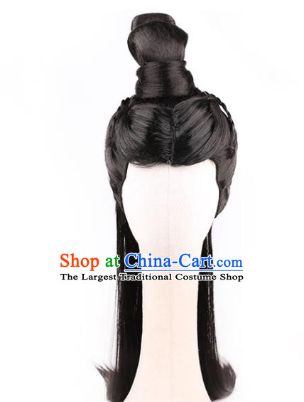 Chinese Ancient Noble Childe Hairpieces Handmade the Warring States Period Swordsman Front Lace Wigs Traditional Cosplay Prince Headdress