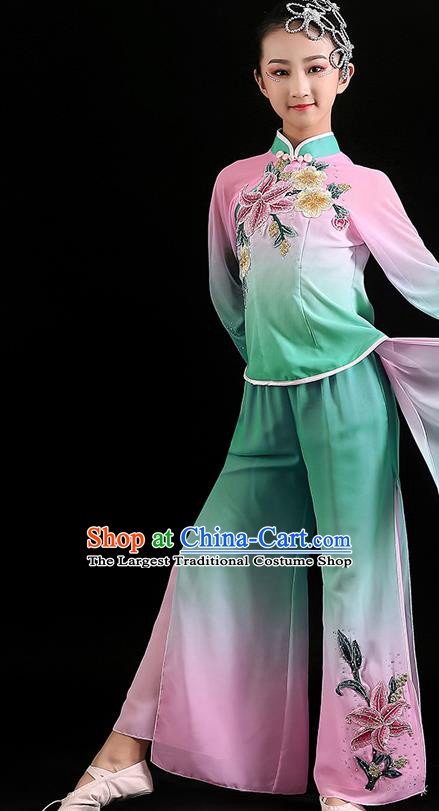 Chinese Yangko Dance Clothing Children Dance Performance Uniforms Folk Dance Outfits Fan Dance Costumes