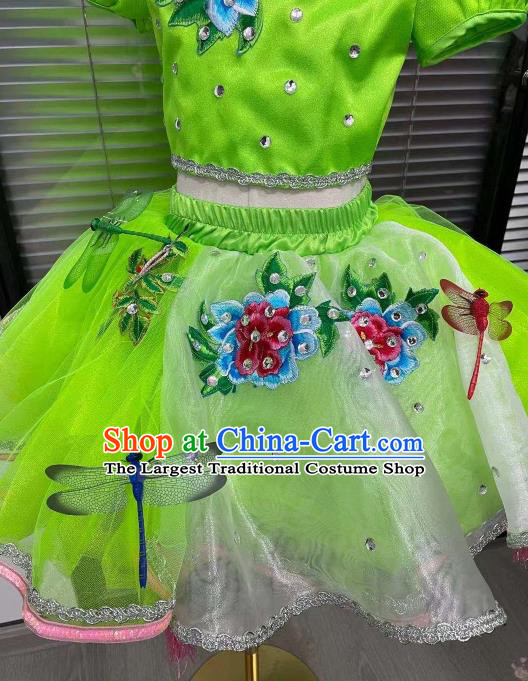 Professional Opening Dance Green Dress Chorus Group Clothing Girl Stage Performance Garment Children Modern Dance Fashion