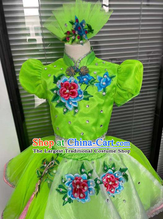 Professional Opening Dance Green Dress Chorus Group Clothing Girl Stage Performance Garment Children Modern Dance Fashion