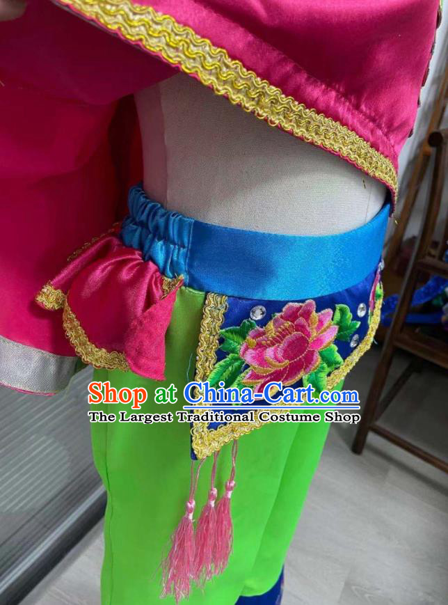 Chinese Girl Fan Dance Costumes Yangko Dance Clothing Children Yangge Performance Uniforms Folk Dance Outfits