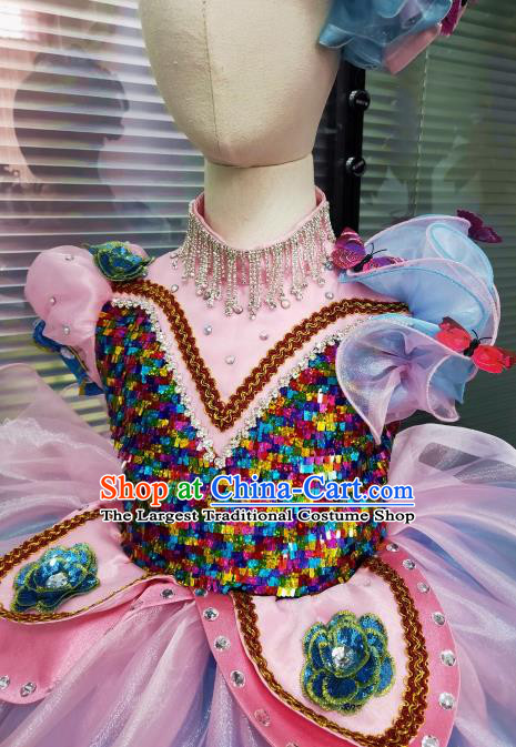 Professional Girl Catwalks Clothing Stage Performance Garment Children Modern Dance Fashion Compere Bubble Dress