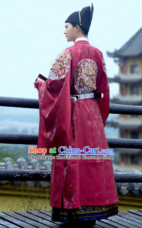 China Traditional Embroidered Hanfu Robe Ancient Emperor Garment Costume Ming Dynasty Official Historical Clothing