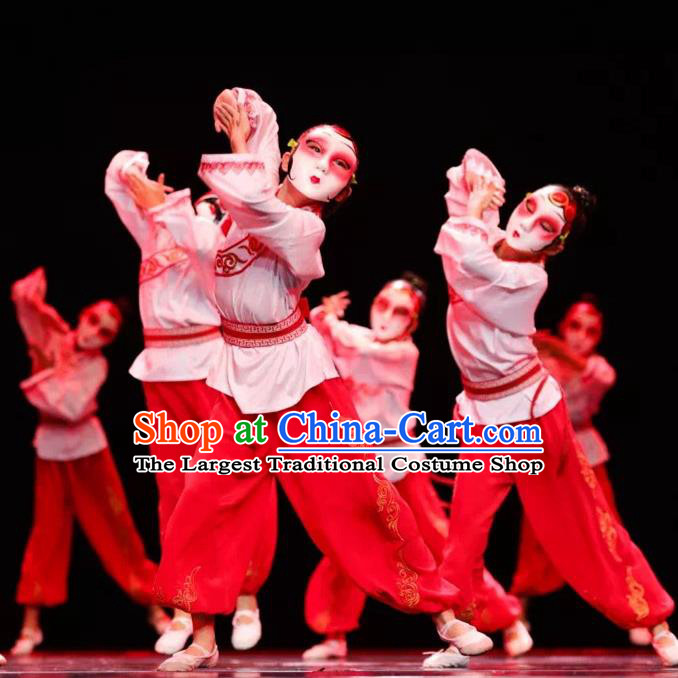 China Children Classical Dance Costumes Stage Performance Dancewear Opera Dance Clothing Facial Makeup Dance Outfits