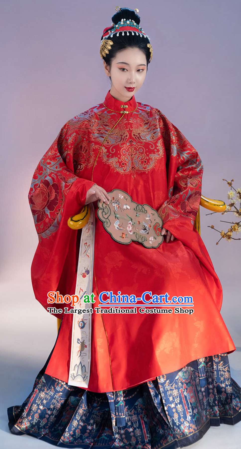 Top Red Chinese Ancient Imperial Wedding Dress Ming Dynasty Queen Clothing for Women