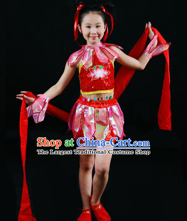 China Lotus Dance Outfits Children Classical Dance Costumes Stage Performance Dancewear Ne Zha Dance Clothing