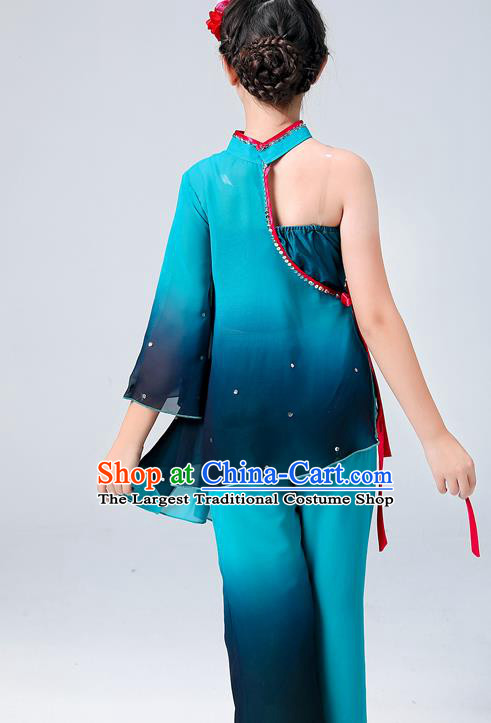 China Umbrella Dance Clothing Fan Dance Blue Outfits Children Classical Dance Costumes Stage Performance Dancewear