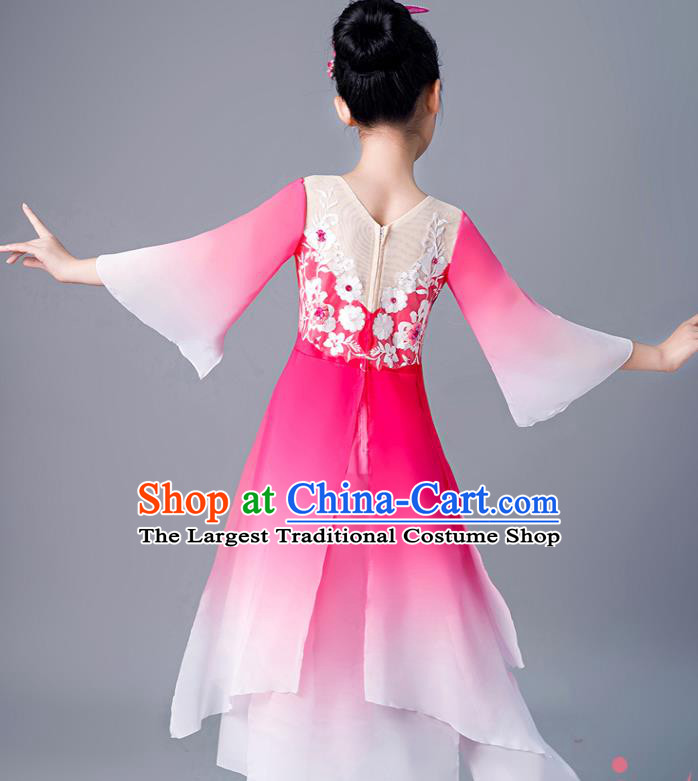China Jasmine Flower Dance Rosy Outfits Children Classical Dance Costumes Girl Stage Performance Dancewear Umbrella Dance Clothing
