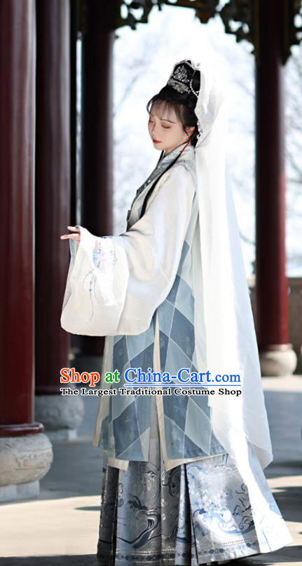 China Traditional Hanfu Dress Ancient Taoist Nun Garment Costumes Ming Dynasty Young Beauty Historical Clothing