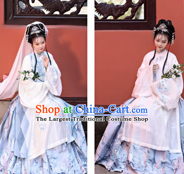 China Traditional Hanfu Dress Ancient Taoist Nun Garment Costumes Ming Dynasty Young Beauty Historical Clothing