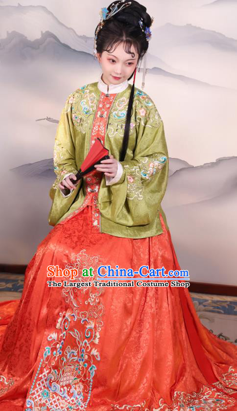 China Traditional Wedding Hanfu Dresses Ancient Imperial Consort Garment Costumes Ming Dynasty Court Woman Historical Clothing