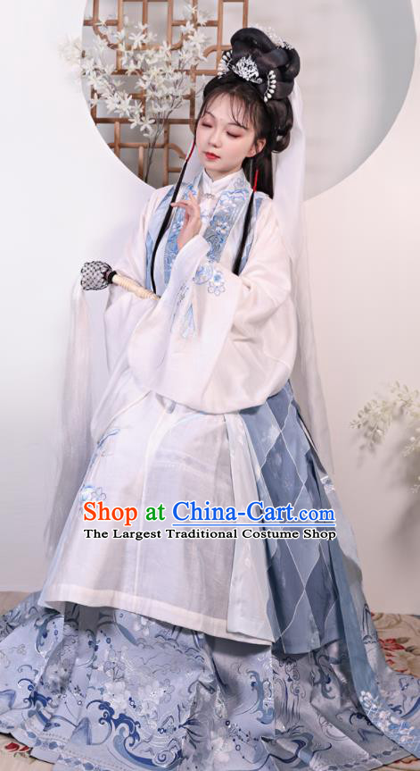 China Traditional Hanfu Dress Ancient Taoist Nun Garment Costumes Ming Dynasty Young Beauty Historical Clothing