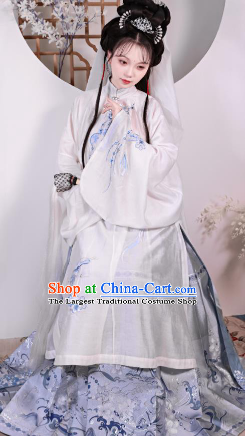 China Traditional Hanfu Dress Ancient Taoist Nun Garment Costumes Ming Dynasty Young Beauty Historical Clothing