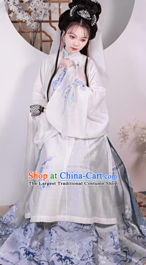 China Traditional Hanfu Dress Ancient Taoist Nun Garment Costumes Ming Dynasty Young Beauty Historical Clothing