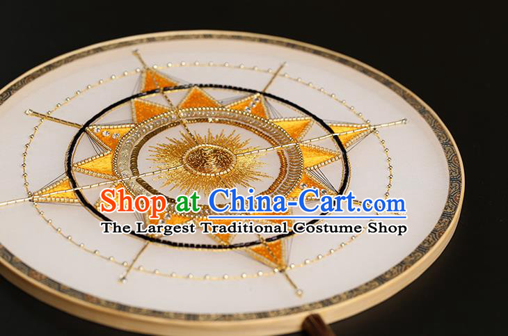 China Classical Dance Embroidered Fan Handmade Silk Palace Fan Traditional Hanfu Circular Fans