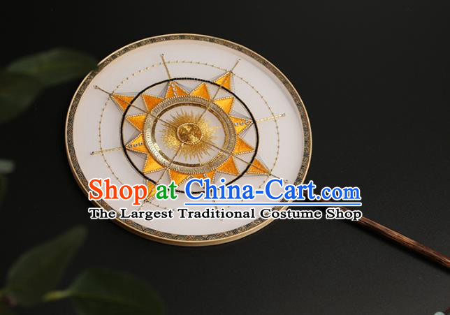 China Classical Dance Embroidered Fan Handmade Silk Palace Fan Traditional Hanfu Circular Fans