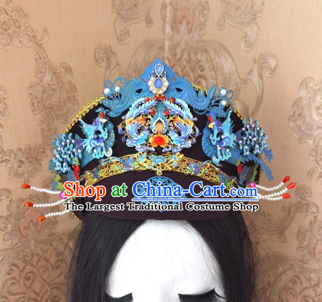 China Handmade Qing Dynasty Imperial Concubine Hair Crown Traditional Court Headdress Ancient Court Woman Hat Headwear
