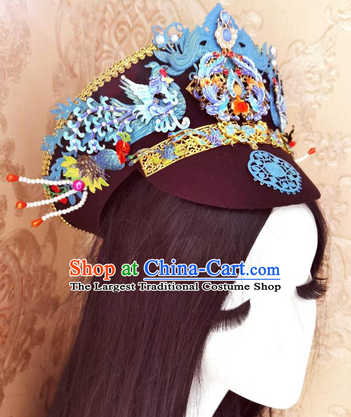 China Handmade Qing Dynasty Imperial Concubine Hair Crown Traditional Court Headdress Ancient Court Woman Hat Headwear