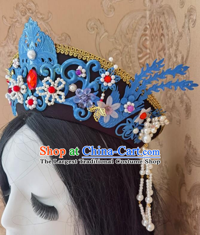 China Handmade Qing Dynasty Imperial Concubine Hair Crown Traditional Court Headdress Ancient Court Woman Hat Headwear