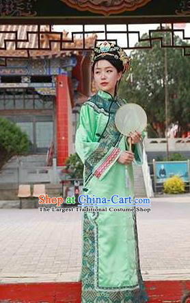 Chinese Ancient Court Woman Green Dress Drama Empresses in the Palace Garment Costumes Qing Dynasty Imperial Consort Clothing