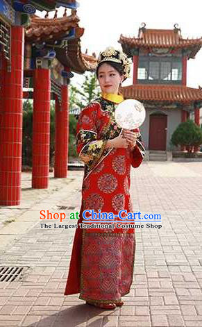 Chinese Ancient Empress Red Dress Drama Ruyi Royal Love in the Palace Garment Costume Qing Dynasty Queen Wedding Clothing